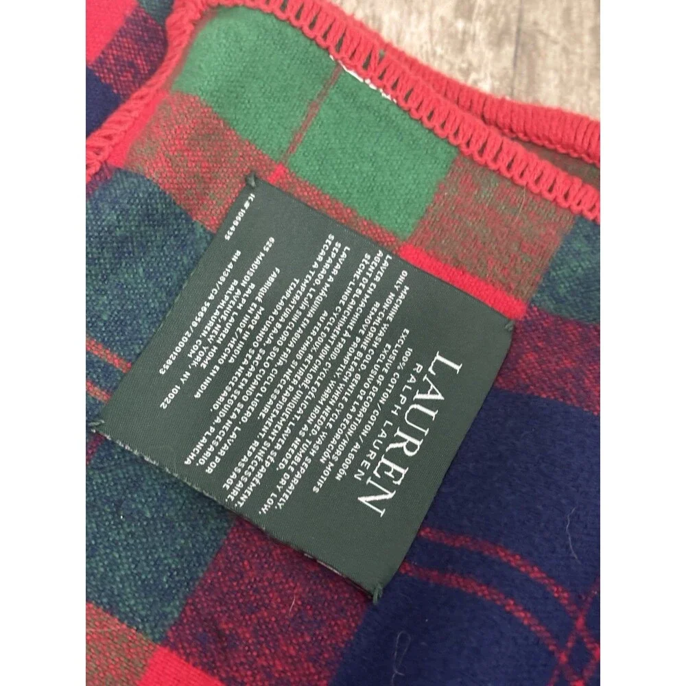 Ralph Lauren Red Tartan Plaid Cotton Blanket Throw 55”x71”